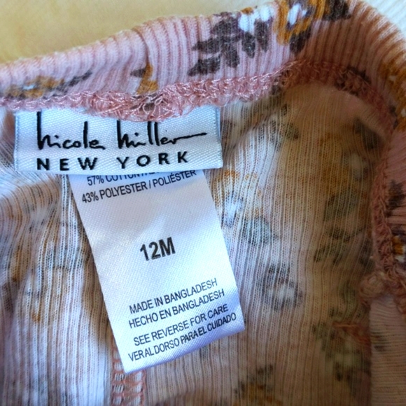 nicole miller new york ribbed boho floral leggings 12 months baby girl - Picture 2 of 5